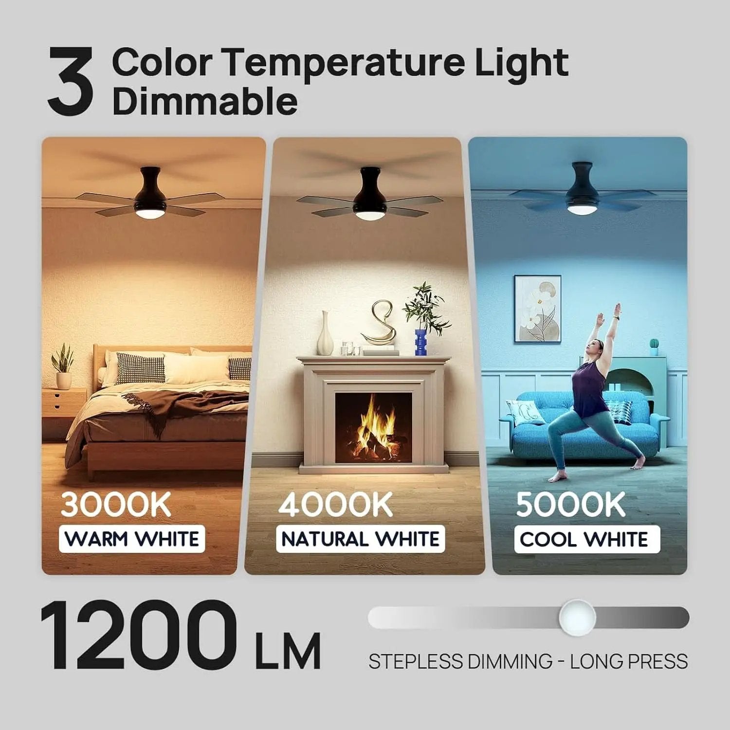 52 Inch Matte Black Ceiling Fan For Living Room Space from PriceLows™