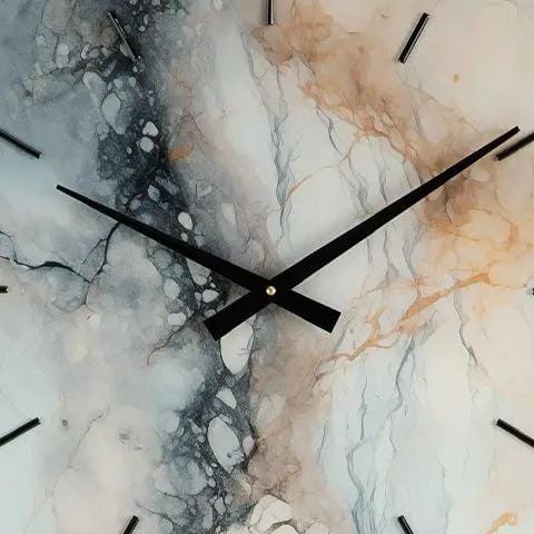 Teague Wall Clock | 2 Pieces | Marble & Glass | Home
