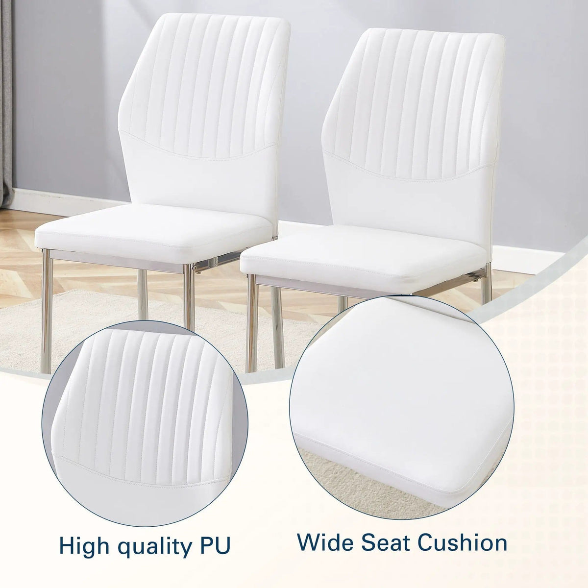 Luxury Simple High Resilience Dining Chair With Metal Legs Chair Set | 2 Pieces | Metal & Ceramic | Dining Room