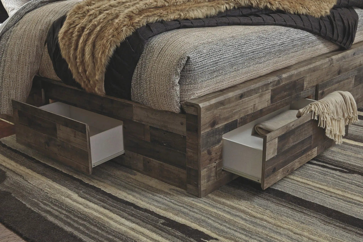 Derekson Youth Panel Bedroom Set | 4-Piece | Rustic Butcher Block Finish | Replicated Pine Grain