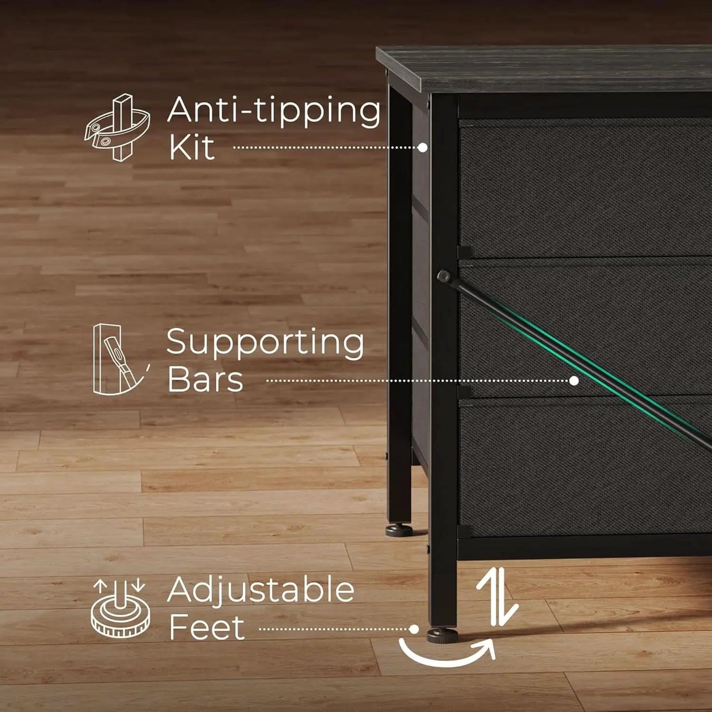 47 Inch 9 Drawer TV Stand Dresser For 50 55 Inch TVs Black from PriceLows™