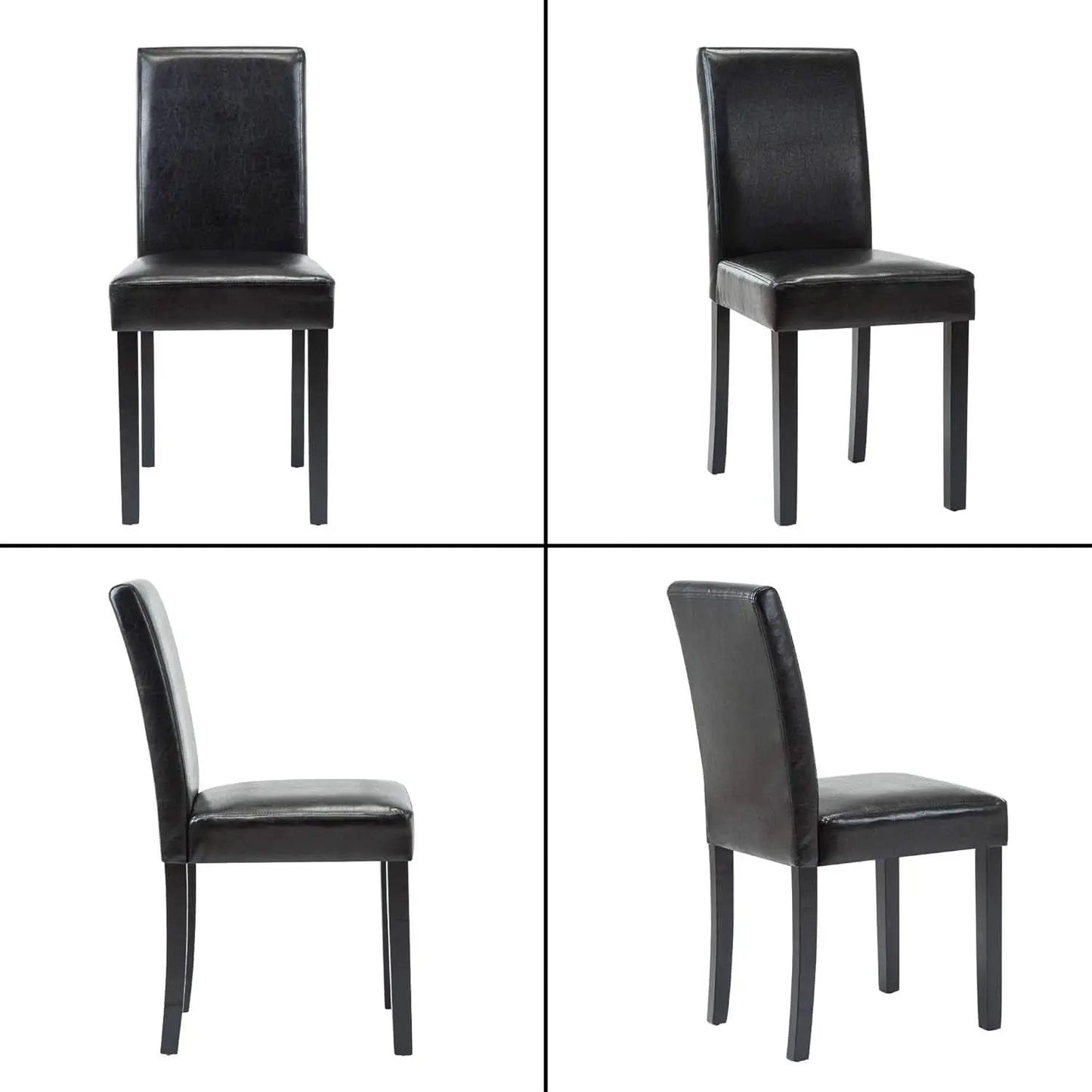 Modern PU Upholstered Dining Chairs Black Cushioned Seats from PriceLows™