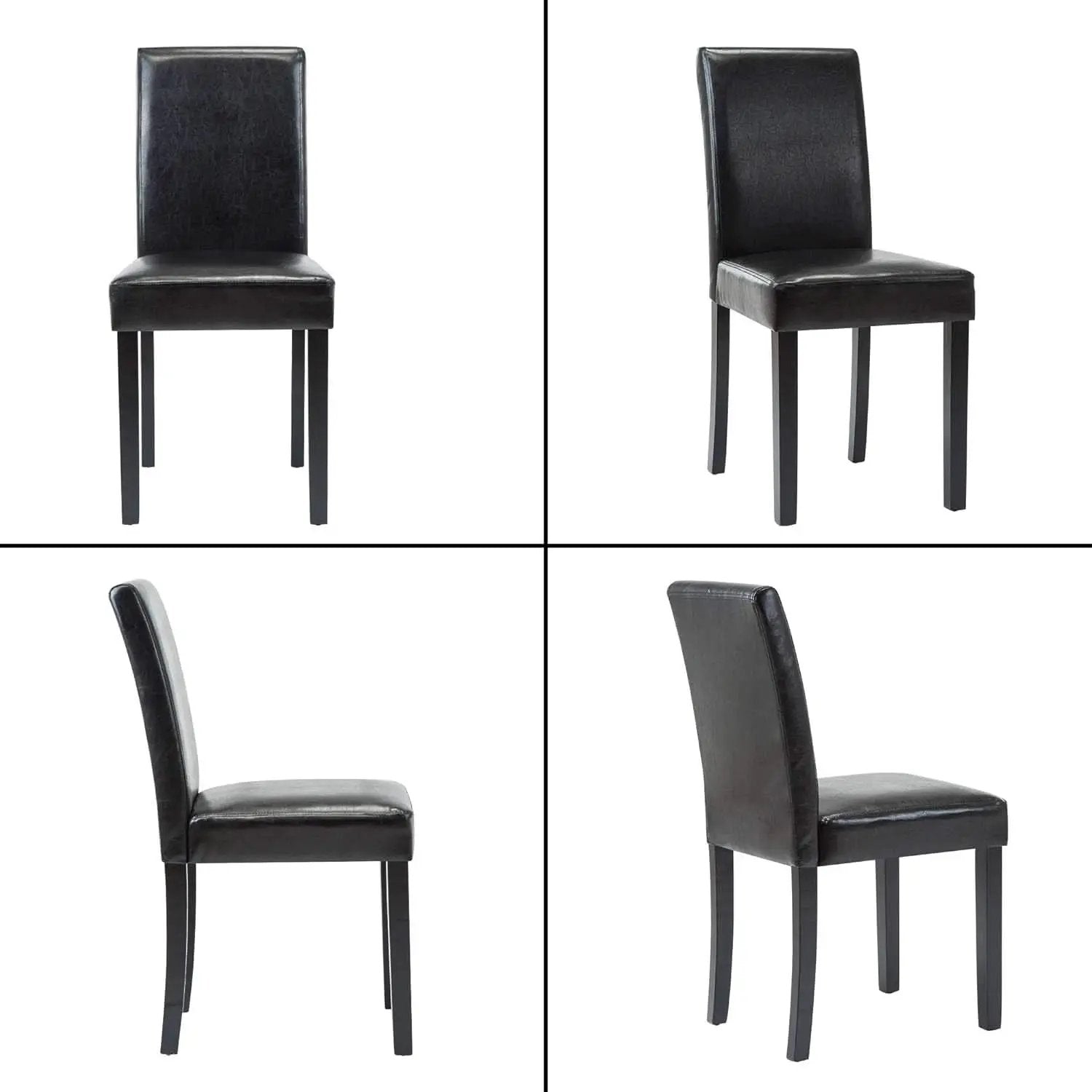 Modern PU Upholstered Dining Chairs Black Cushioned Seats from PriceLows™