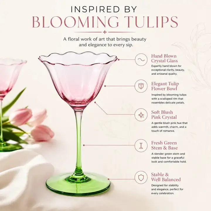 Fiore Champagne Coupe Cocktail Glassware | 6 oz | Set of 2 | Entertaining
