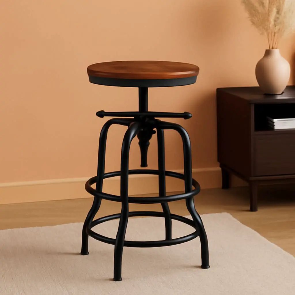 Adjustable Brown Bar Stool With Wood Seat Counter Height from PriceLows™