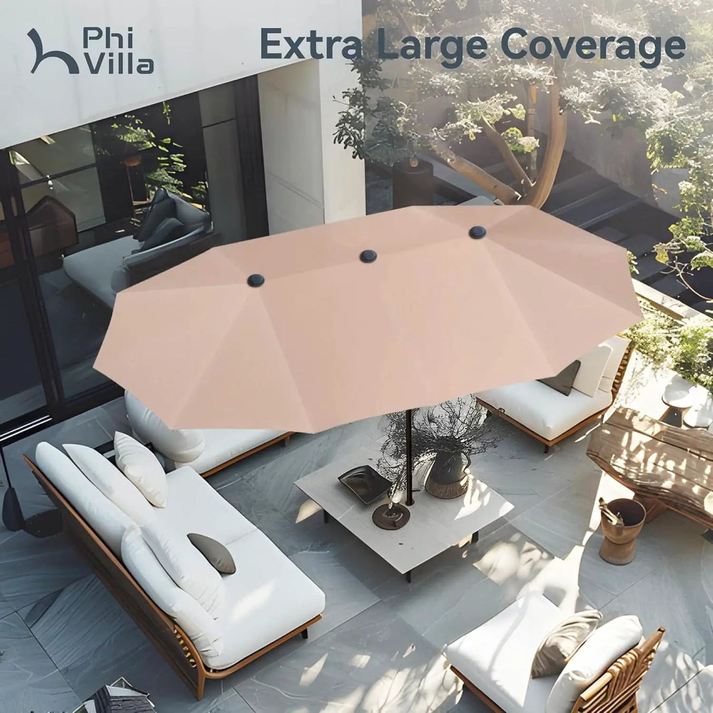 Large Double-Sided Patio Umbrella with Easy Crank System from PriceLows™