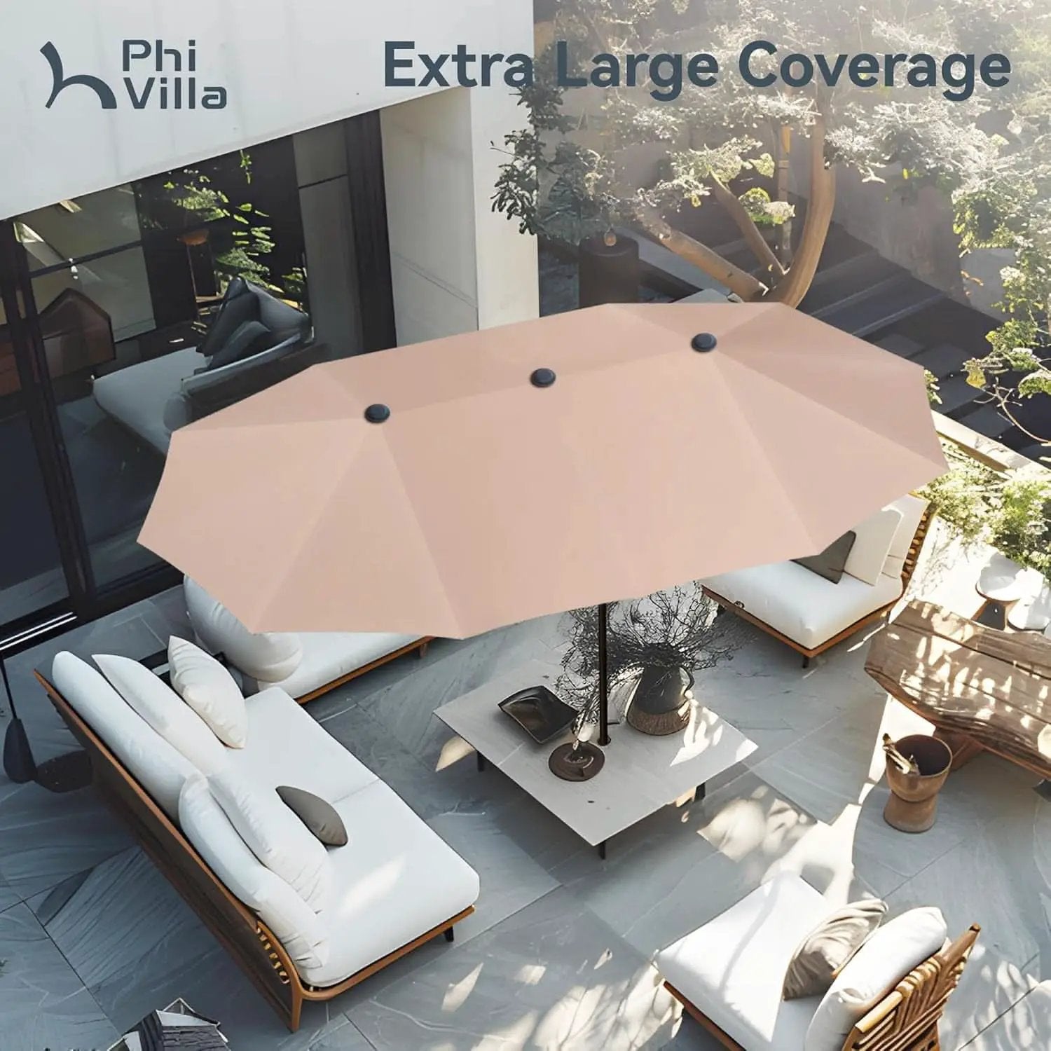 Large Double-Sided Patio Umbrella with Easy Crank System from PriceLows™