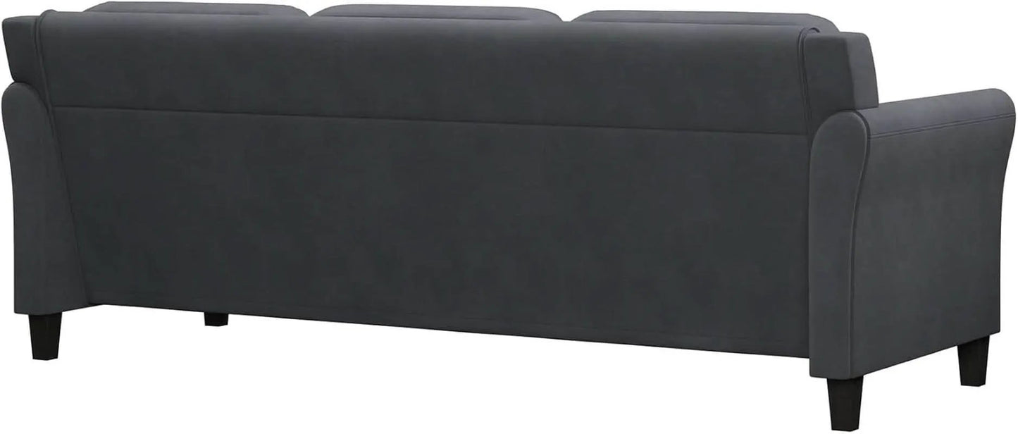 Harrington Grey Sofa Button Tufted Rolled Arm With Plush Cushions from PriceLows™