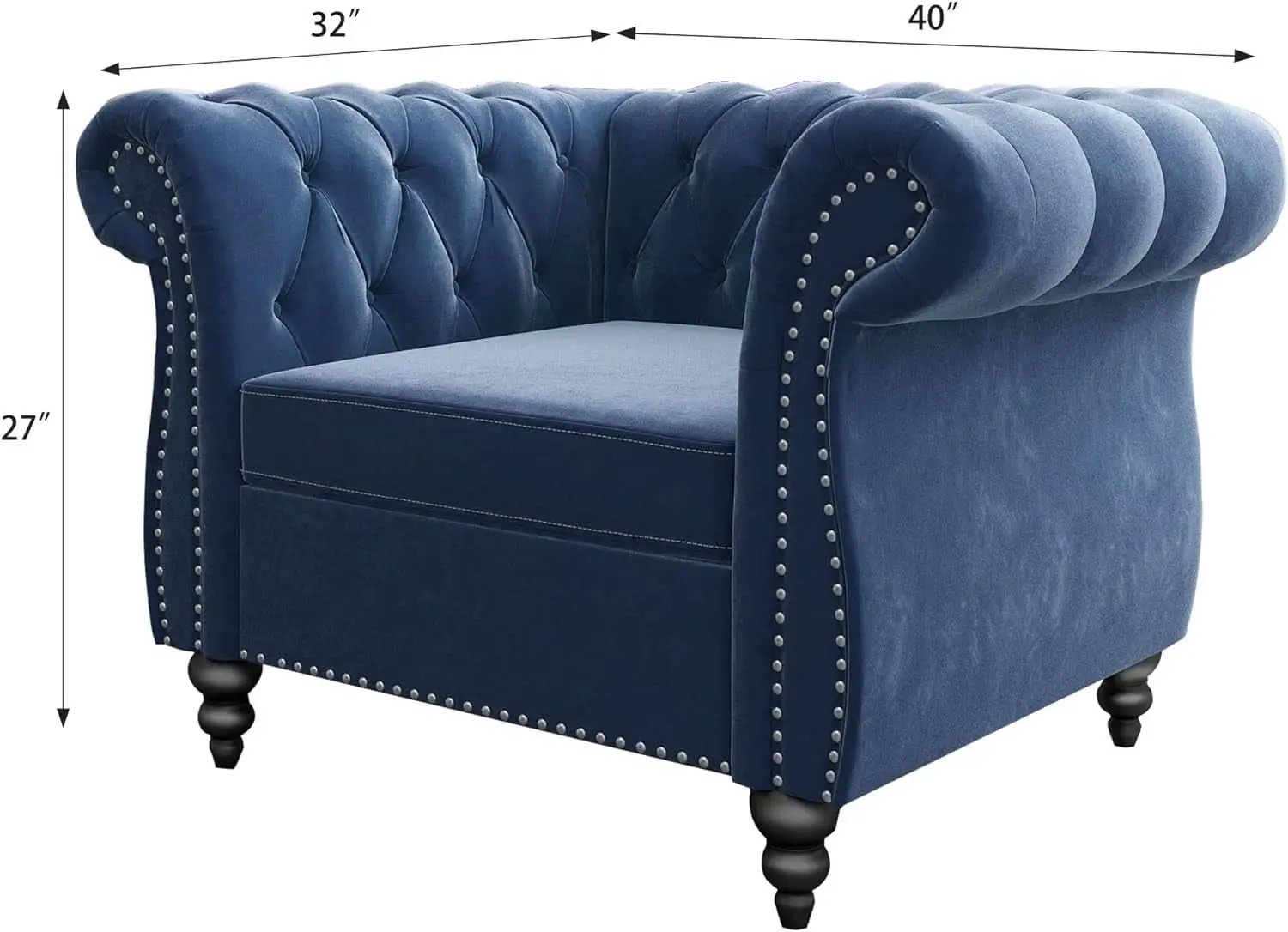 Blue Velvet 2 Piece Living Room Set Sofa Loveseat Chair For Living Room And Office from PriceLows™