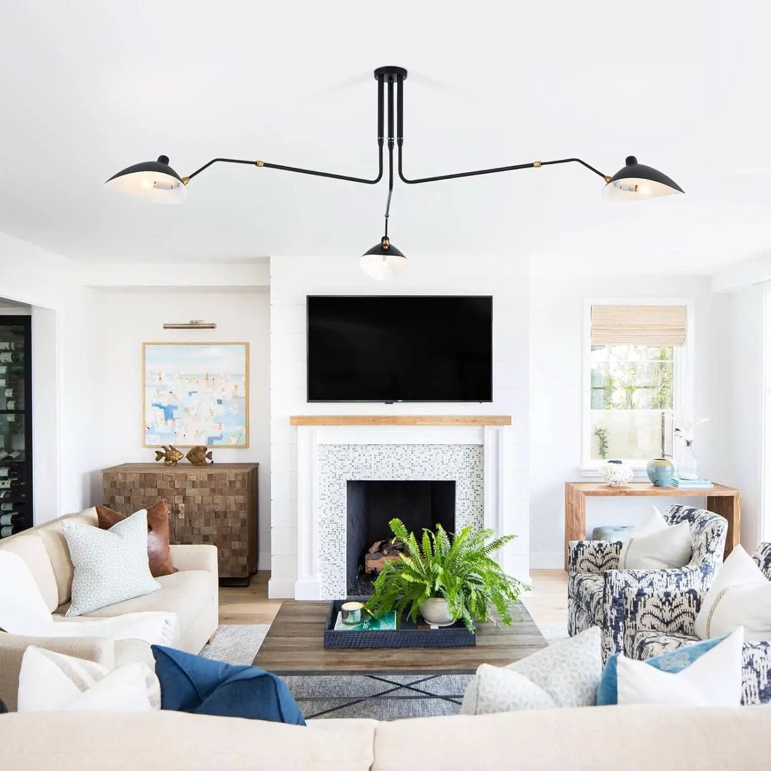 Matt Black Three Arm Adjustable Pendant Light Chandelier from PriceLows™