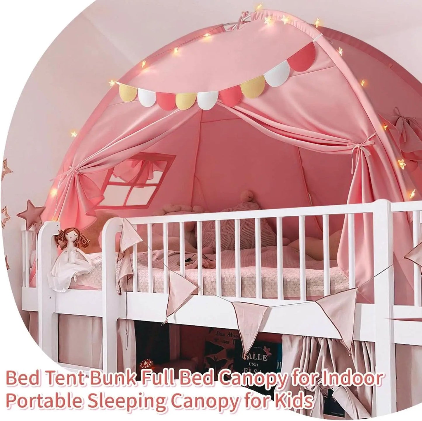 Pink Full Size Canopy Tent Dual Door Access Blackout Fabric from PriceLows™