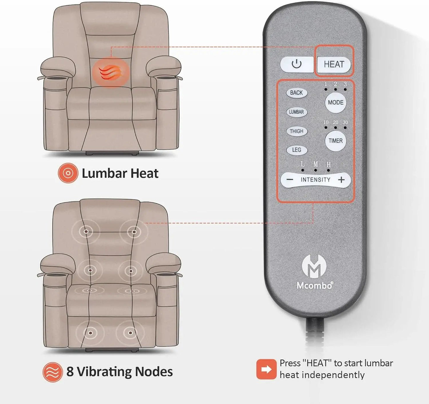 Beige Large Power Lift Recliner Chair With Massage And Heat from PriceLows™