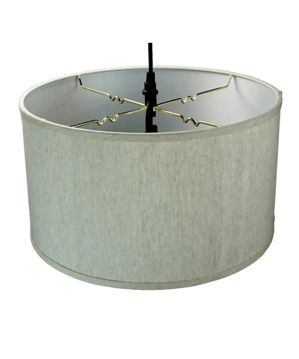 Swag Plug-In Pendant Light | 2 Light 18 Inch | Textured Oatmeal Finish | Diffuser And Black Cord