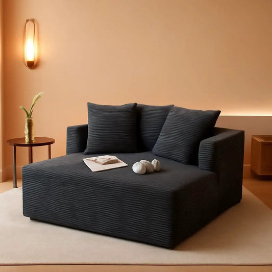 57Inch Luxuriously Plush Corduroy Chaise Lounge Grey from PriceLows™
