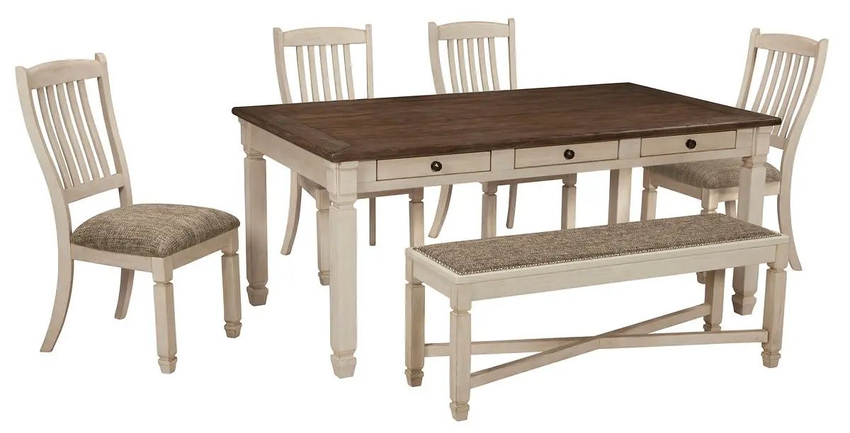 Bolanburg Dining Table Set | 5-Piece Rectangular | Two-Tone Oak And Acacia | Antique White