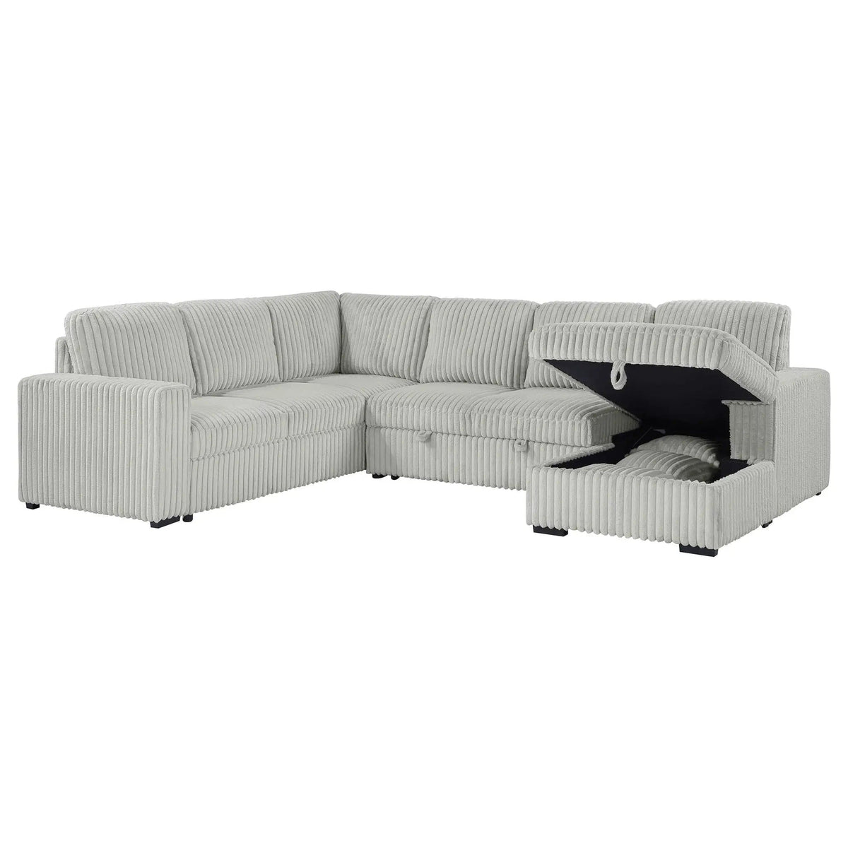 Devonshire Sleeper Sectional Sofa Storage Chaise | 122 x 96.75 x 39.25 in | Living Room Furniture | Grey
