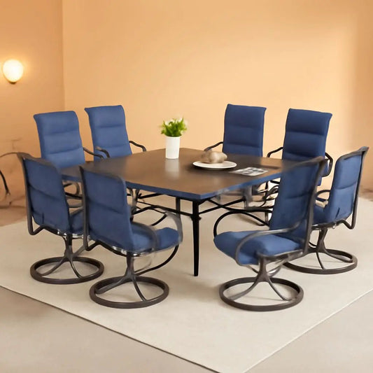 9 Piece Patio Dining Set 60 Inch Square Table Blue from PriceLows™