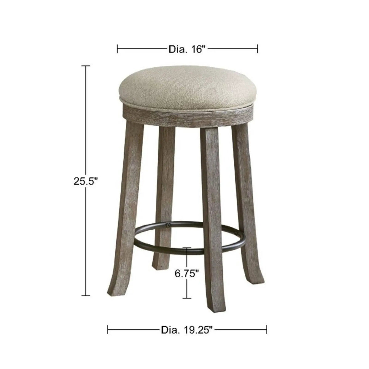 Swivel Counter Stool | Cream And Reclaimed Gray | Distressed Frame | Dark Bronze Kick Plate