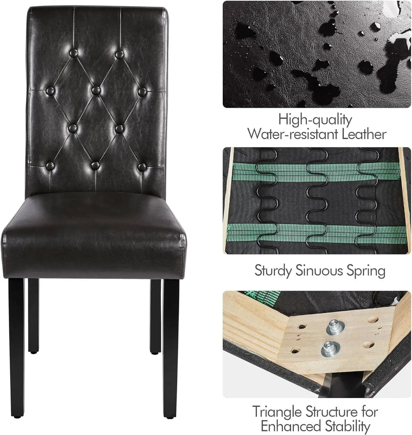 Faux Leather Dining Chairs Brown Set Of 2 For Dining Room from PriceLows™