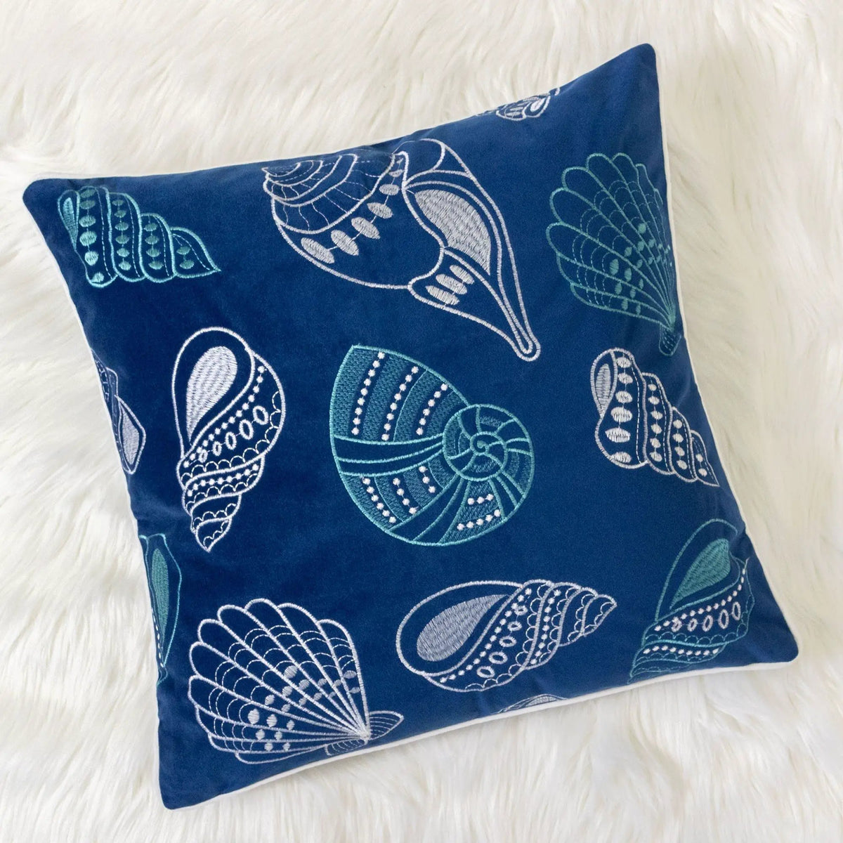 Seashells Pillow Cover | 20x20 Inch | Soft Texture | Hidden Zipper