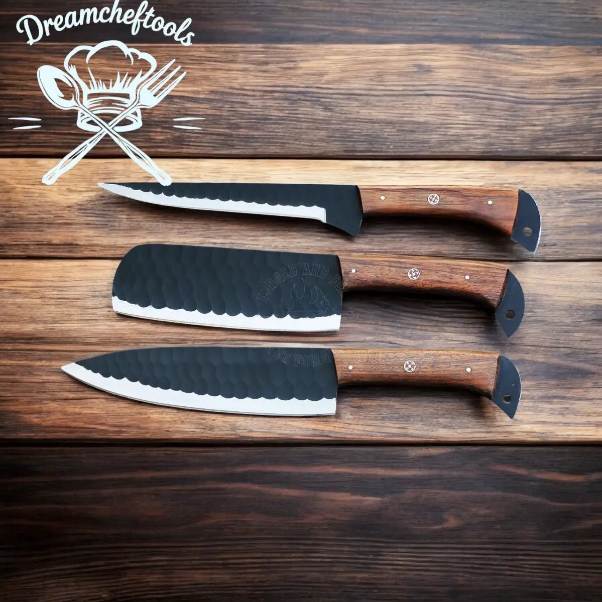 Best Knife Block Set – 13” Handmade J2 Steel Chef Knife with Rosewood Handle & Leather Sheath from PriceLows™