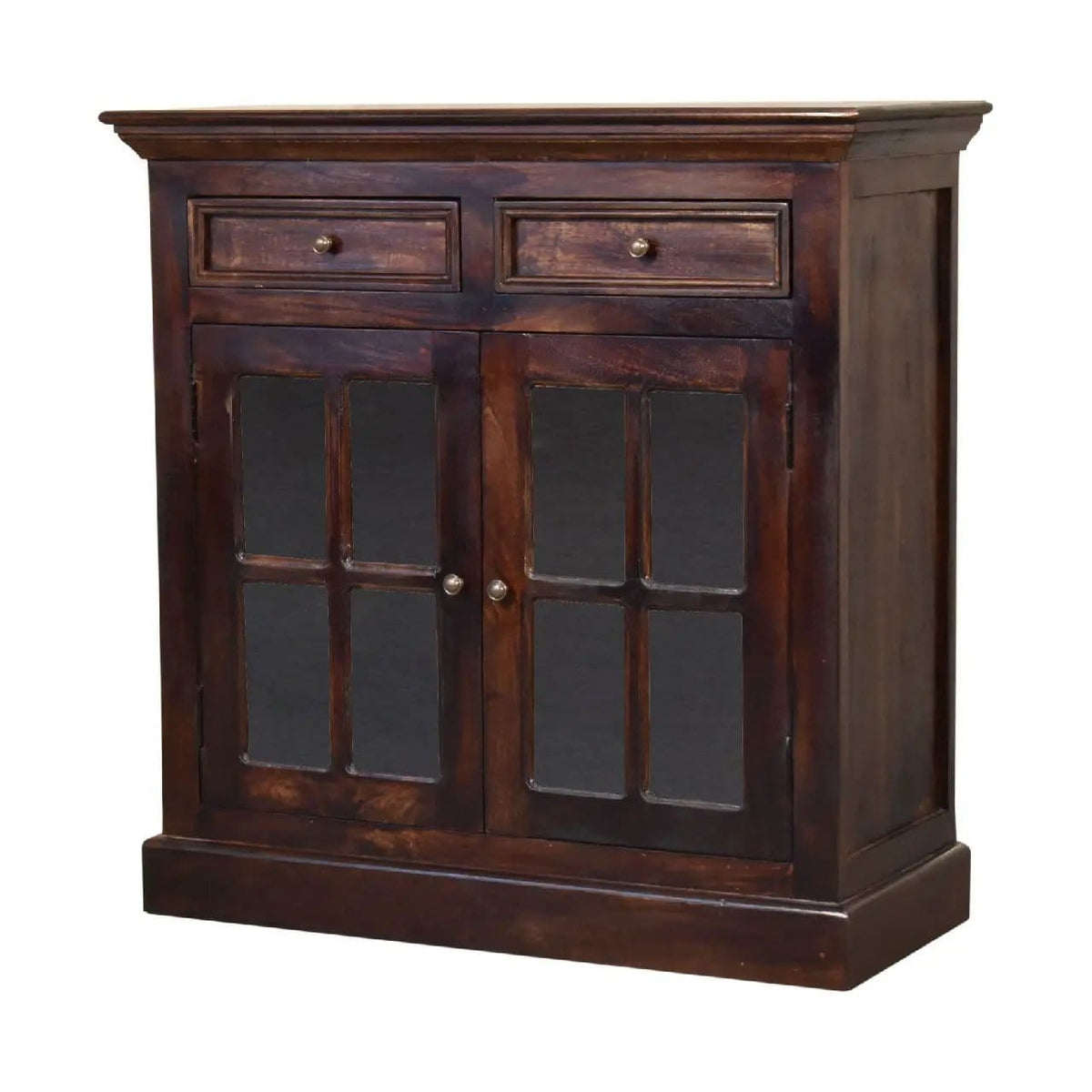 Cabinet With Glazed Doors | 2 Pieces | Solid Wood & Brass | Living Room