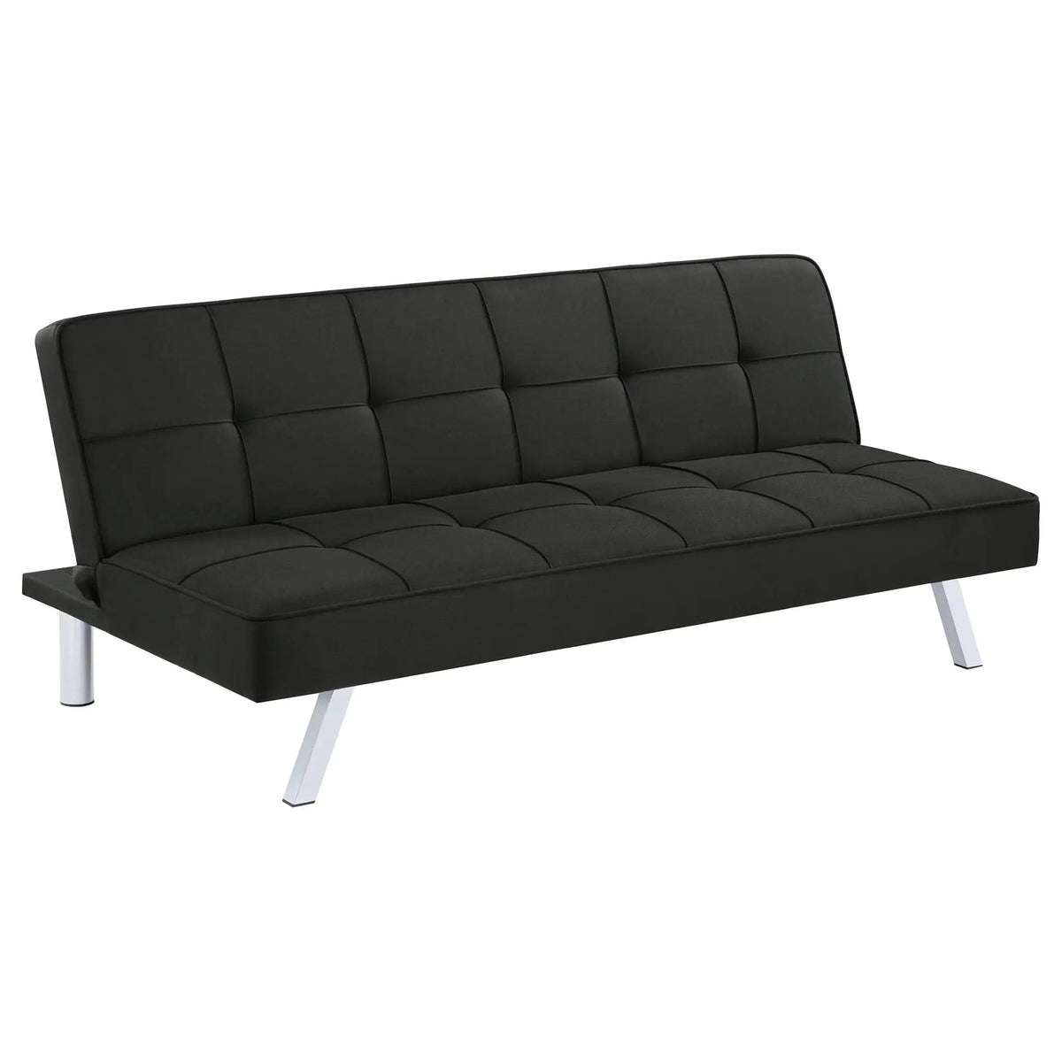 Joel Upholstered Tufted Convertible Sofa Bed | 68.25 x 33 x 29.25 in | Fabric & Metal | Black