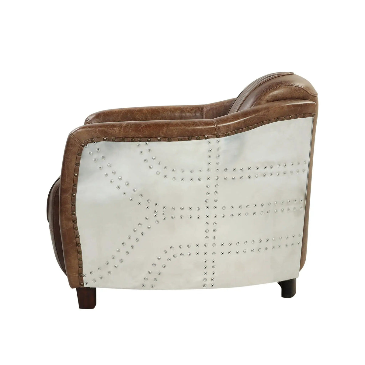 Brancaster Grain Leather Chair | 37 x 29 x 31 in | Leather & Aluminum | Brown