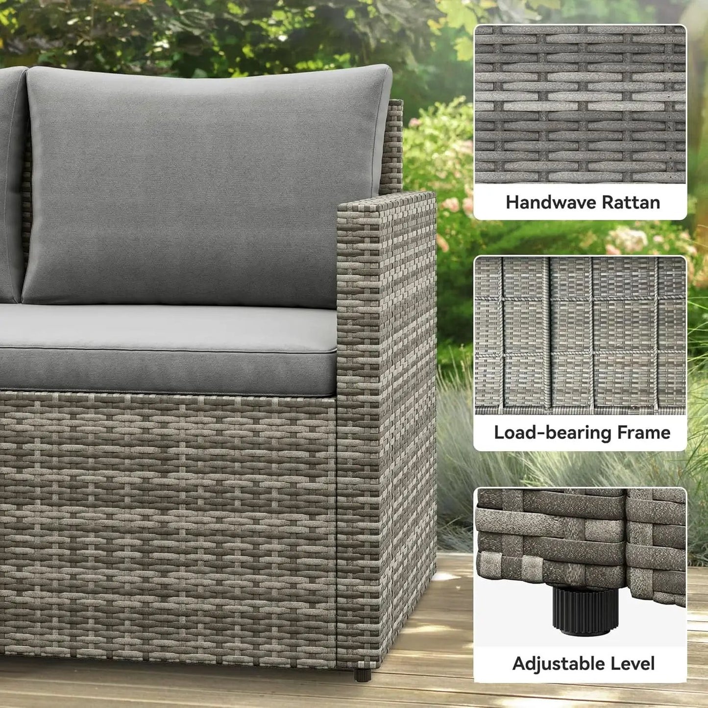 L Shaped Sectional Sofa Set With Lift Top Table Gray from PriceLows™