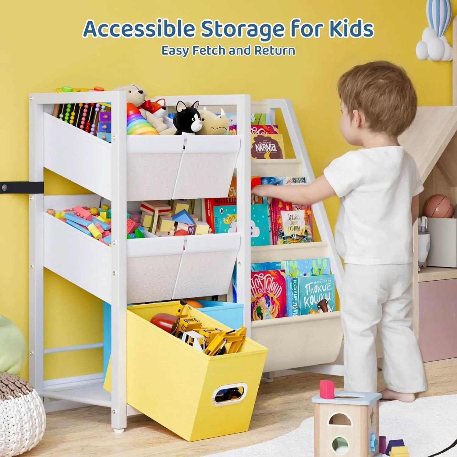 Kids Bookshelf Toy Storage Organizer With 6 Toy Bins from PriceLows™