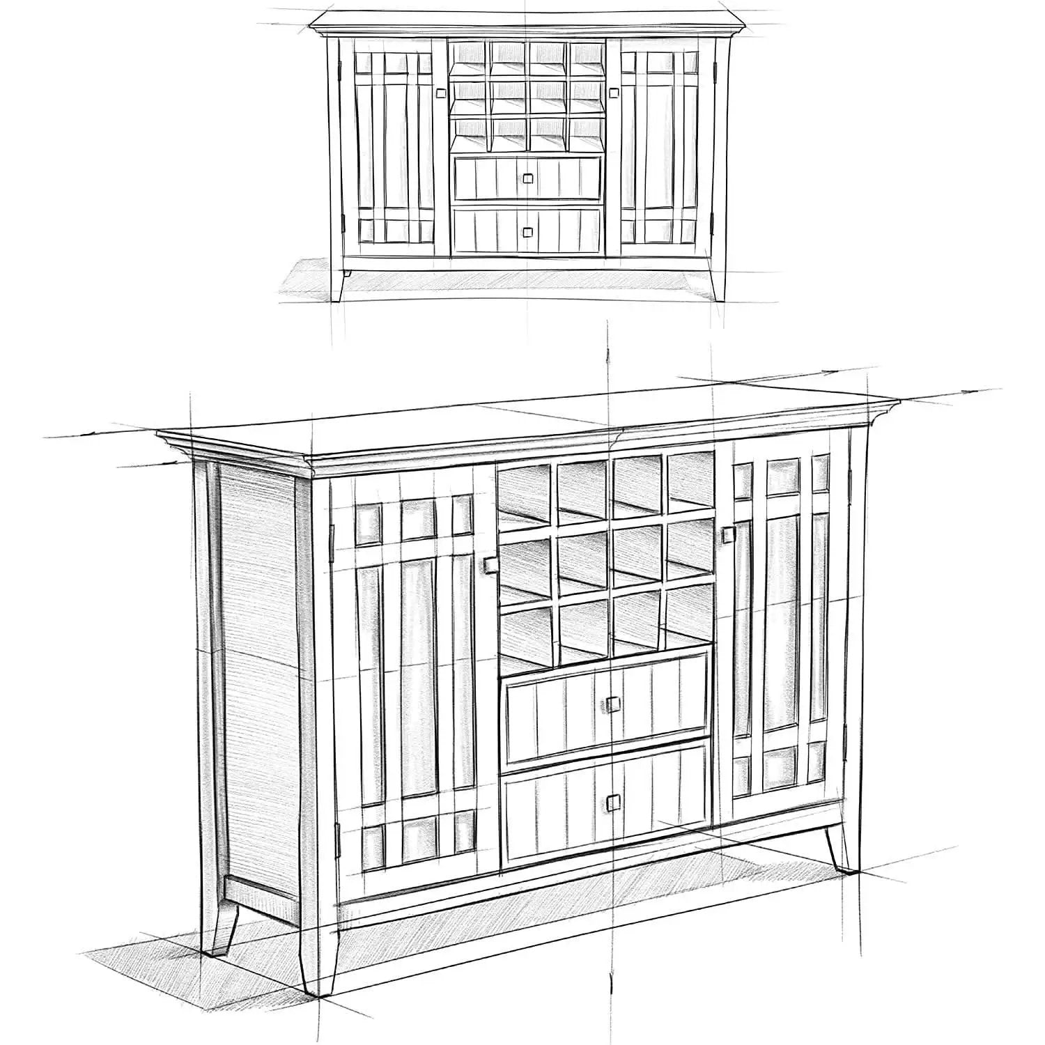 Rustic Gray Pine Wood Sideboard Buffet With Wine Storage from PriceLows™