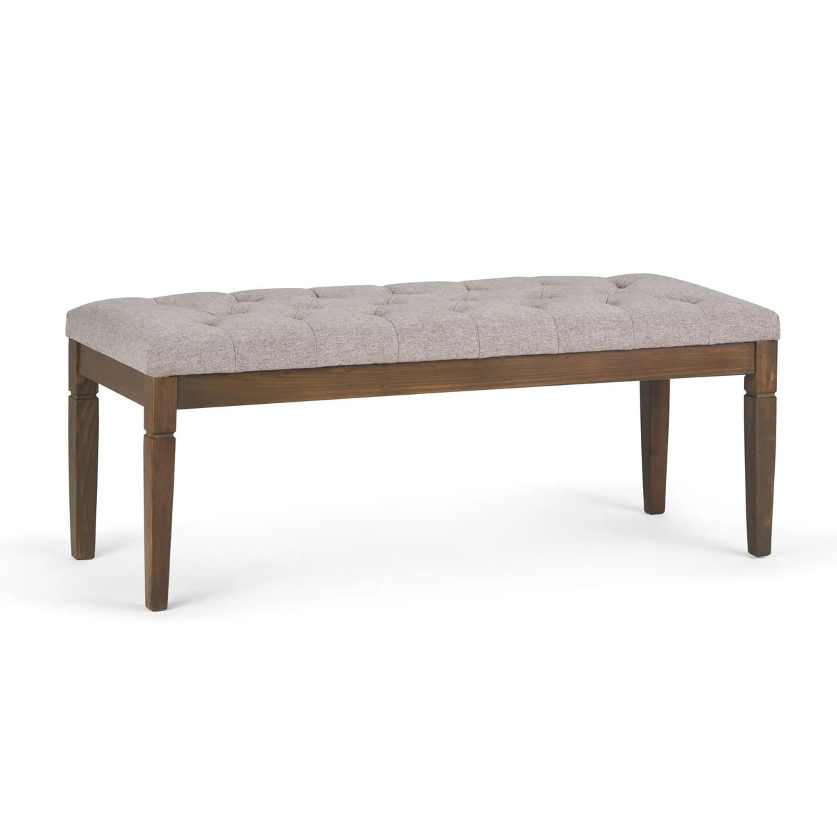Waverly Upholstered Ottoman Bench | Tufting Detail | Carved Legs | Solid Wood Frame