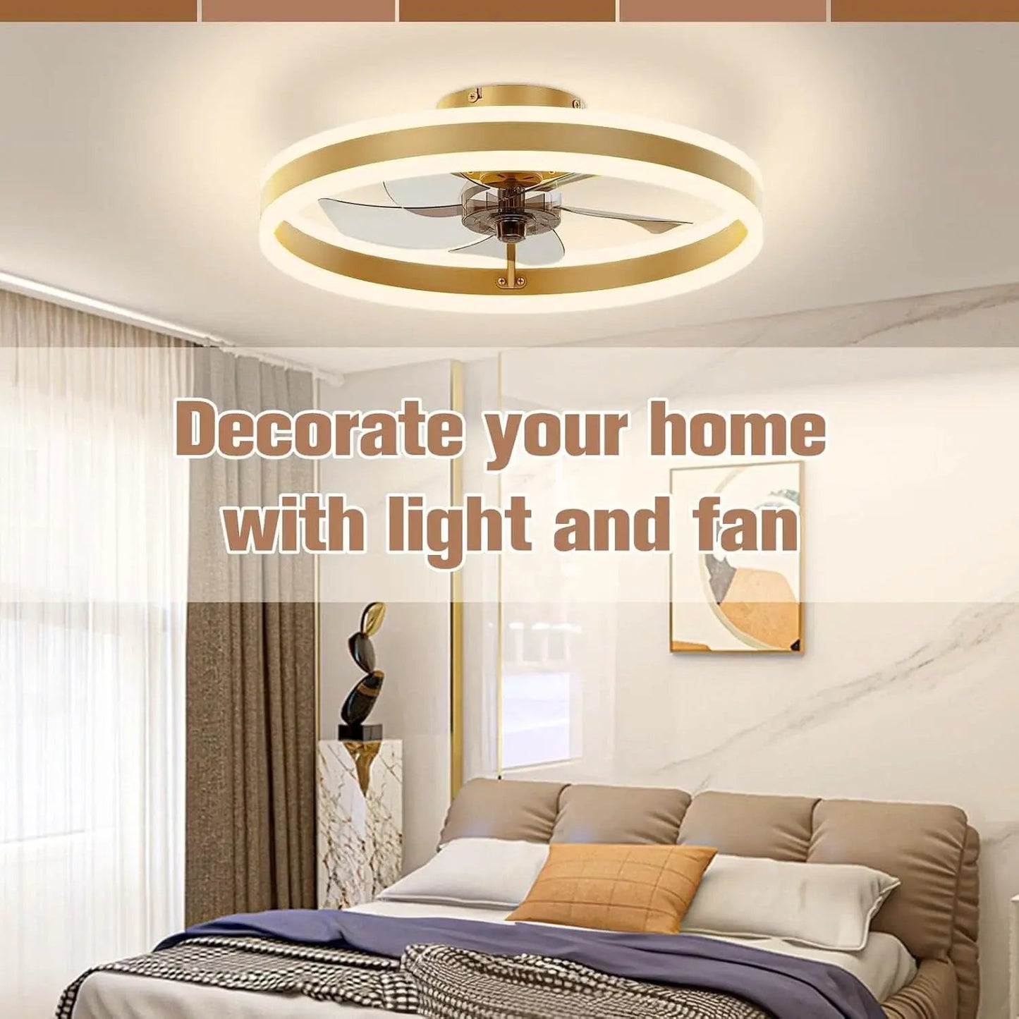 19.7In Low Profile Ceiling Fan With Remote And Dimmable LED from PriceLows™