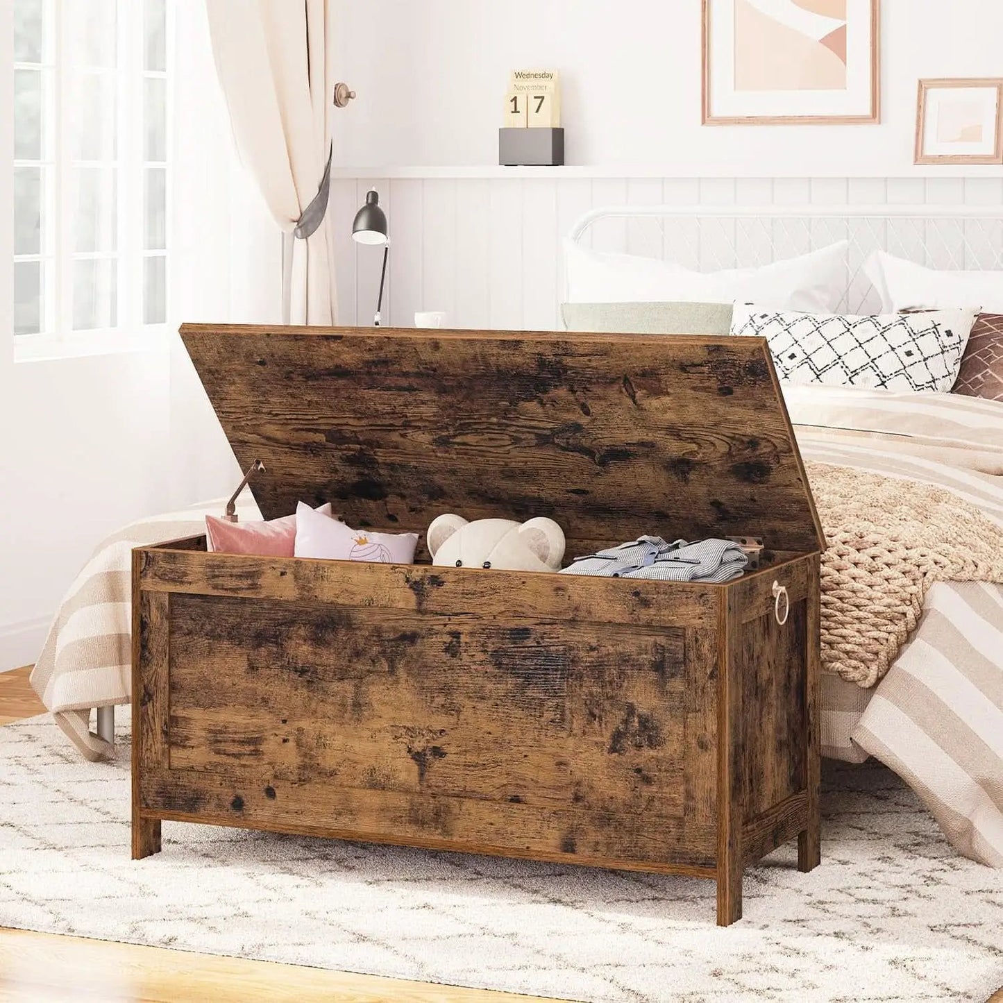 Rustic Brown SolidWood Toy Box Storage LargeCapacity from PriceLows™