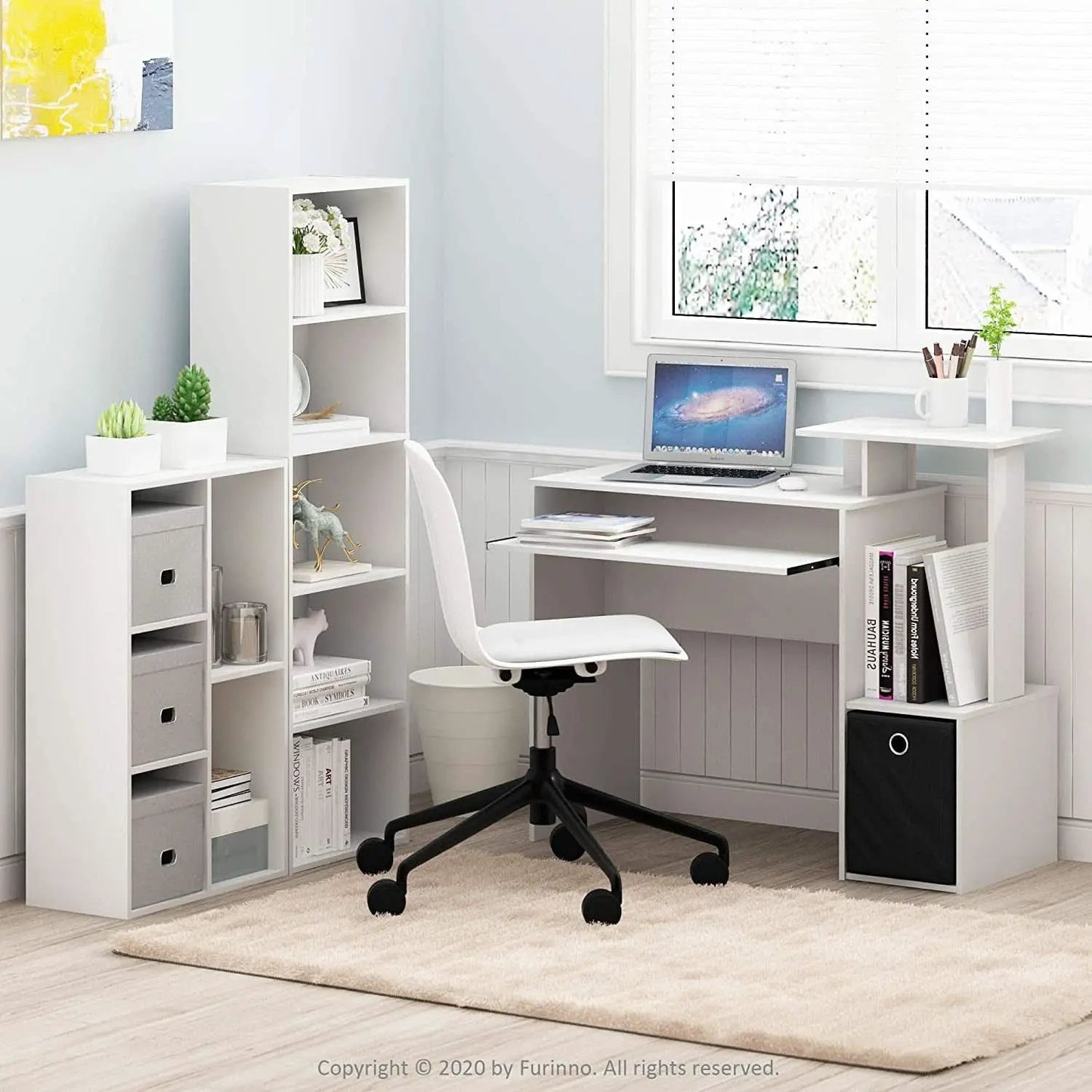 White 5 Tier Bookcase Storage Shelf For Living Room from PriceLows™