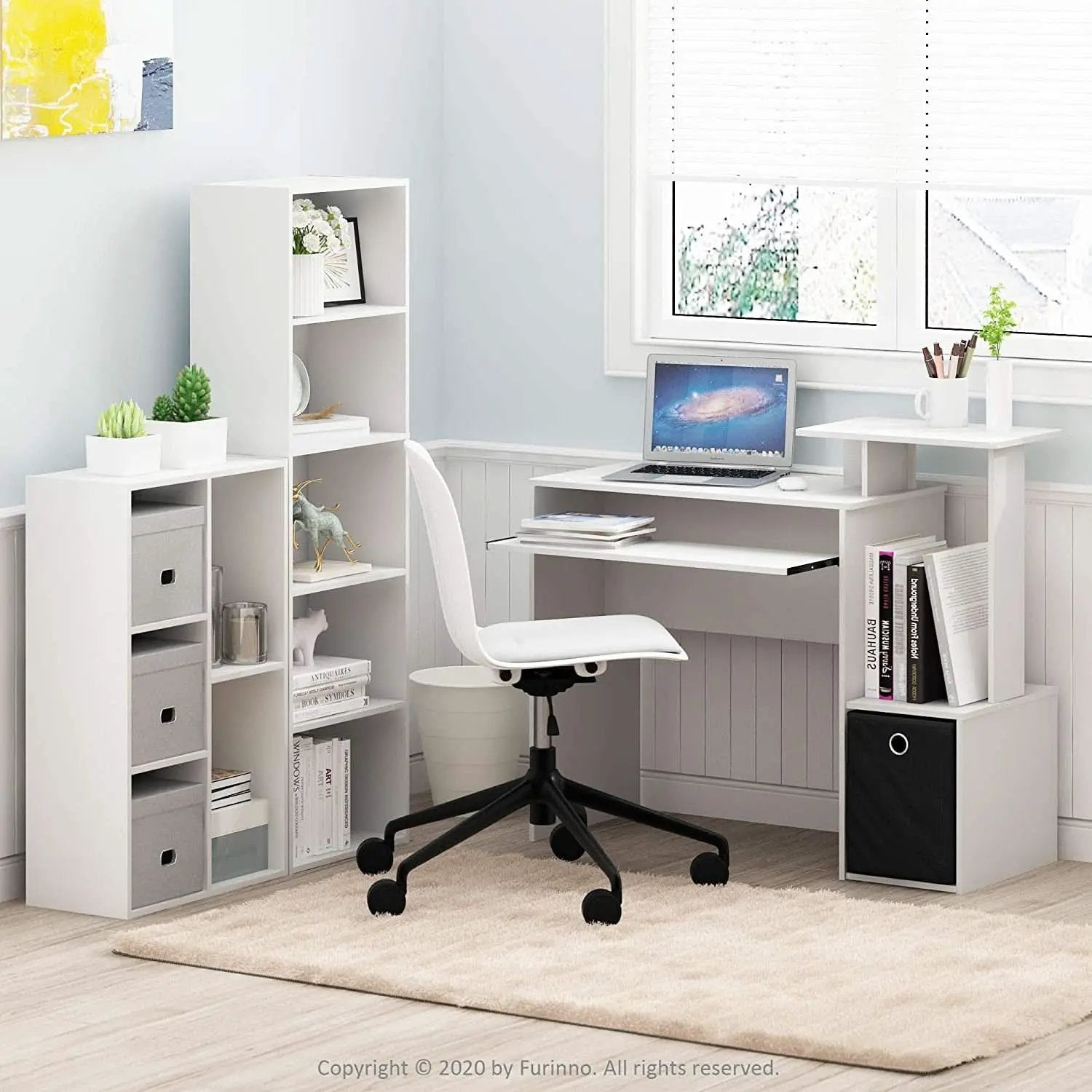White 5 Tier Bookcase Storage Shelf For Living Room from PriceLows™