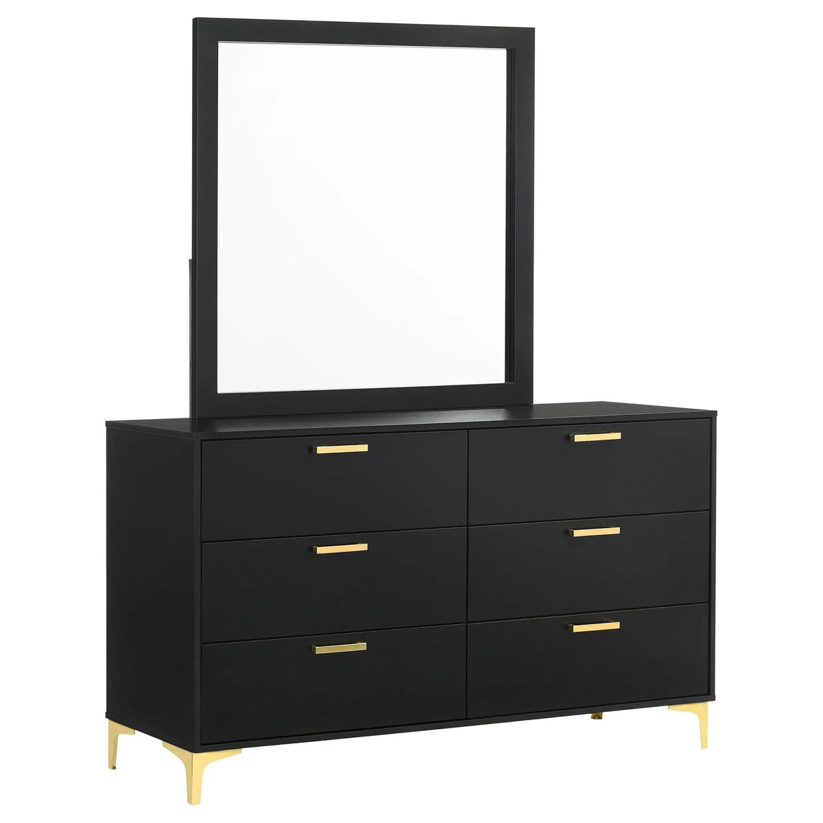 Kendall 6-drawer Dresser with Mirror | 58.5 x 15.75 x 73.75 in | 6-Drawer | Black