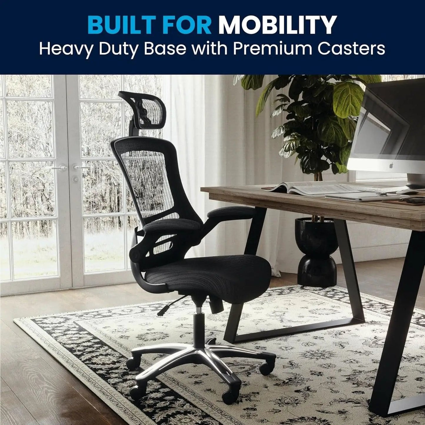 High Back Swivel Office Chair With Lumbar Support Black from PriceLows™