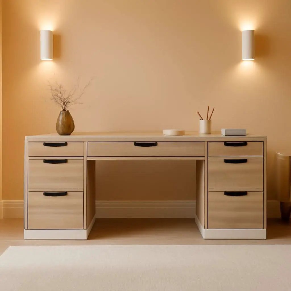 54 Inch Computer Desk With Storage Drawers White Walnut from PriceLows™