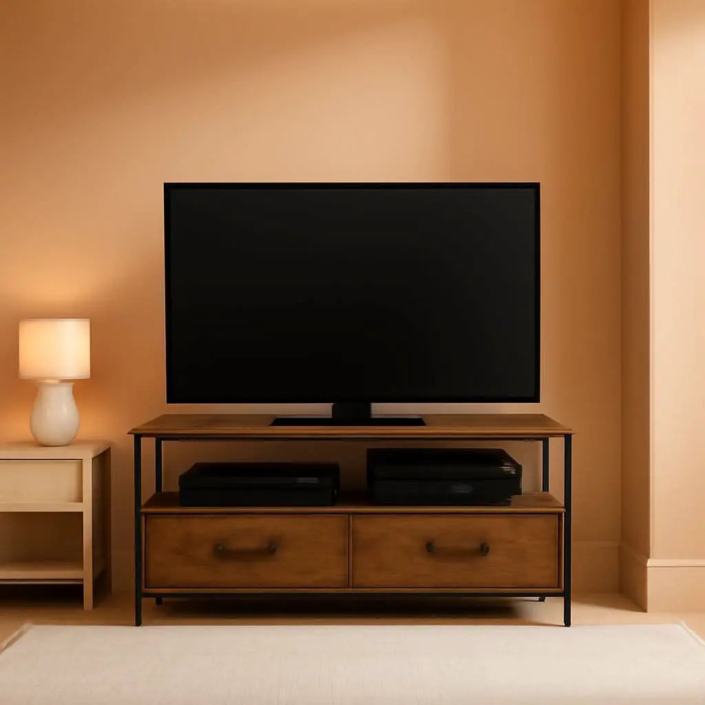 2 Drawer TV Stand Chest For Living Room With Open Shelf And Fabric Drawers For Media Storage from PriceLows™