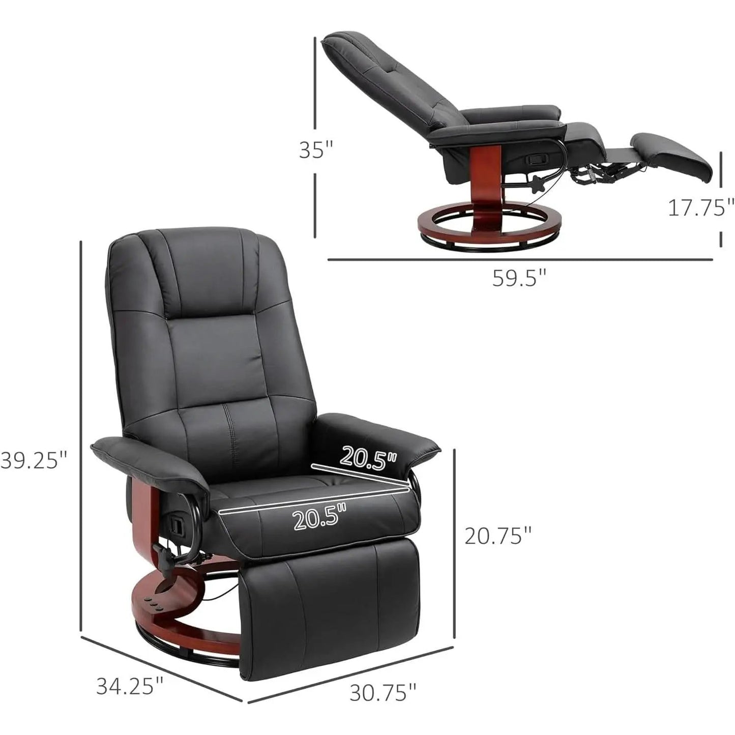 Manual Recliner Chair With Footrest And Swivel Base from PriceLows™
