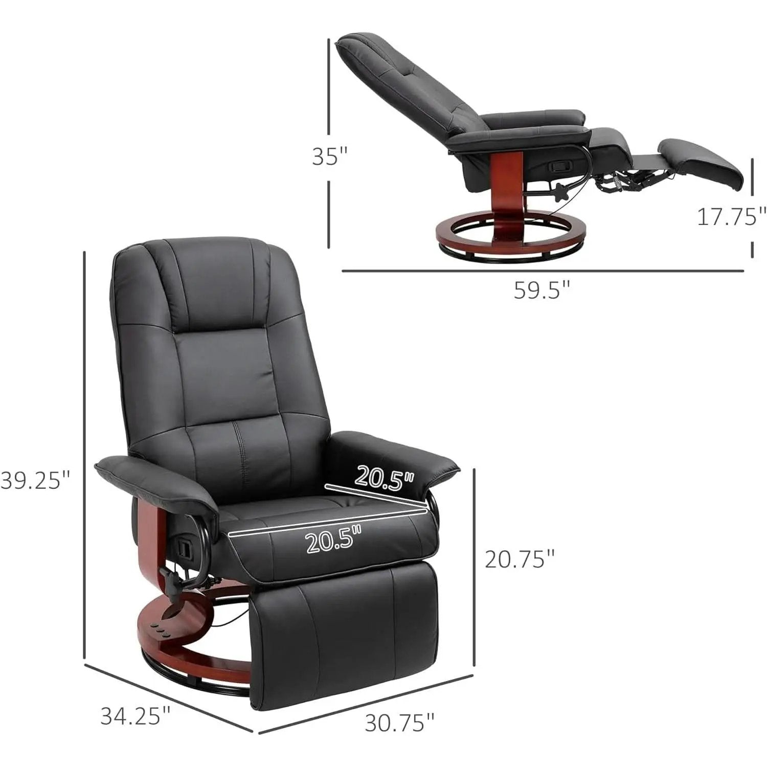 Manual Recliner Chair With Footrest And Swivel Base from PriceLows™