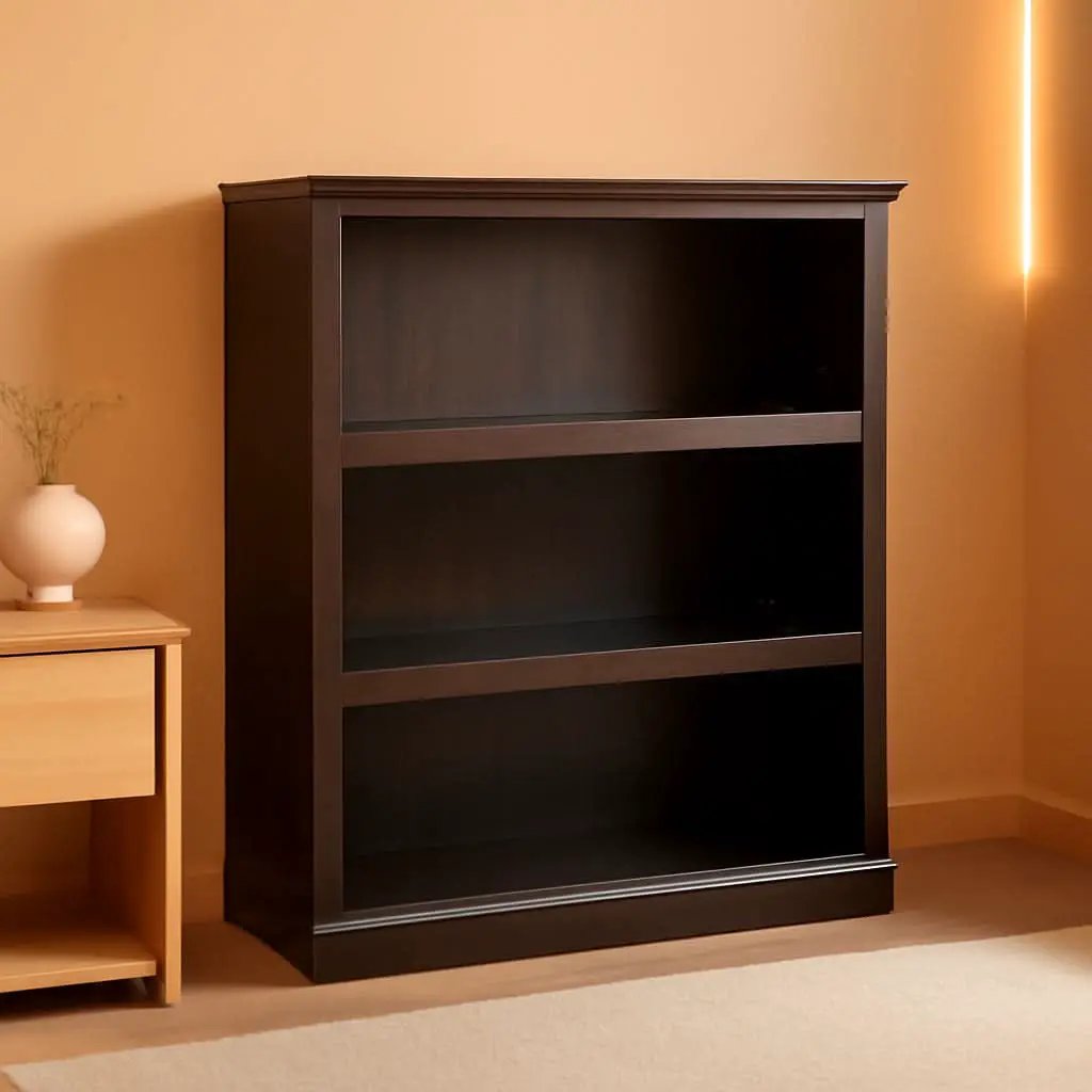 Three Tier Wooden Book Shelf Estate Black with Adjustable Shelves Multipurpose Bookshelf for Home Office And Living Room from PriceLows™
