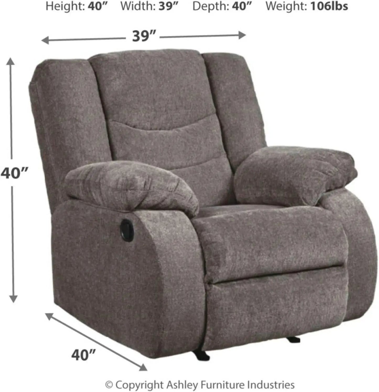 Dark Gray Rocker Recliner With Waterfall Back Design from PriceLows™