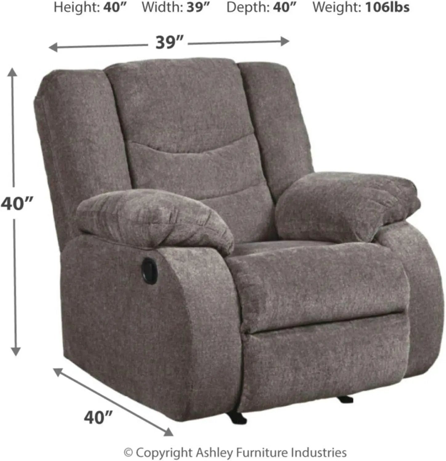 Dark Gray Rocker Recliner With Waterfall Back Design from PriceLows™
