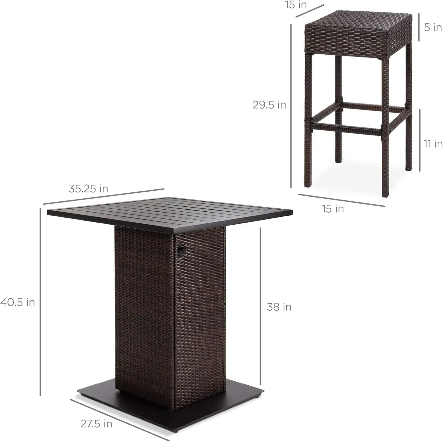 Brown Outdoor Wicker Bar Table Set With Bottle Opener from PriceLows™