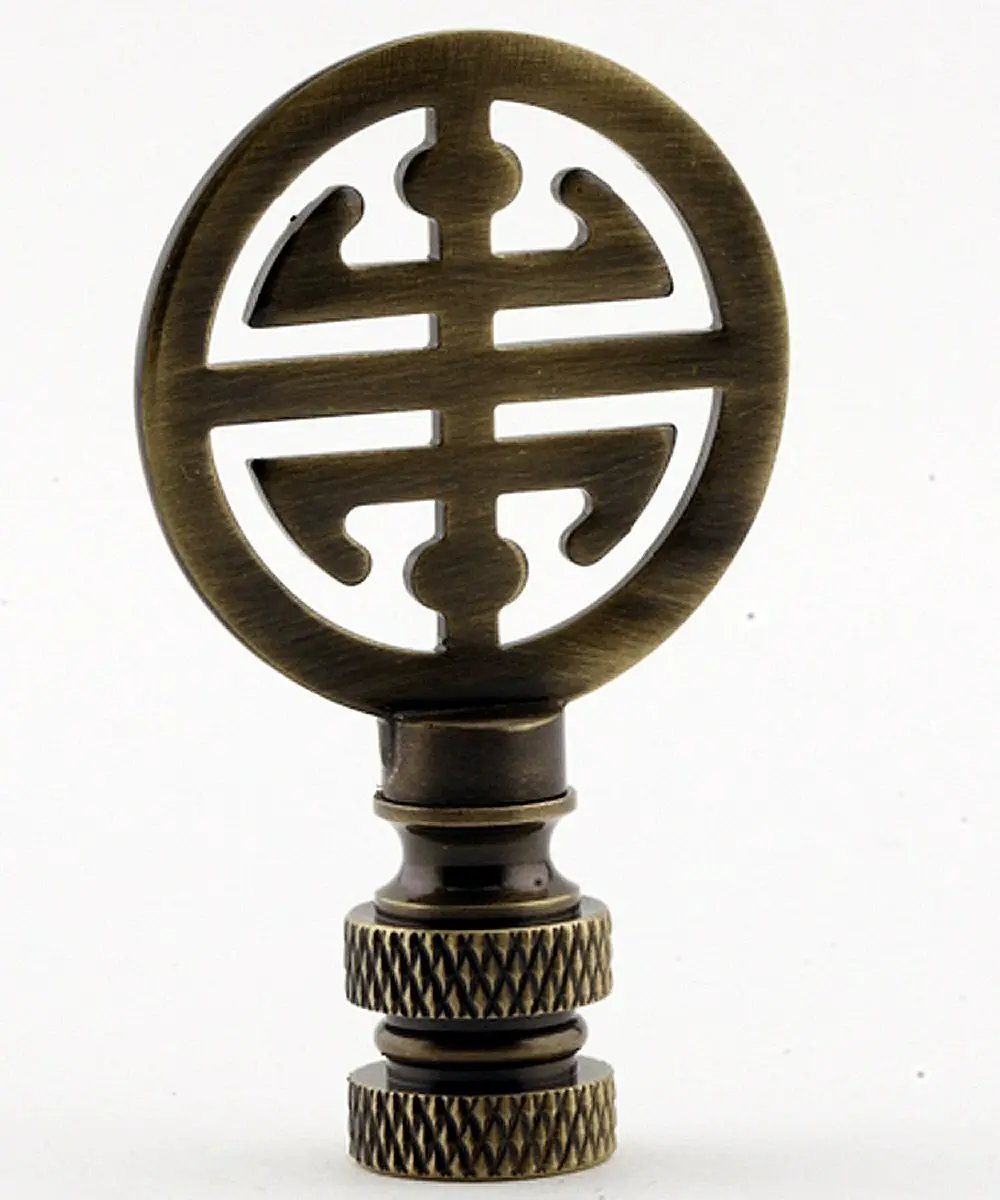 Lamp Finial | Antique Brass | 4 Blessings Symbol | 2.25 Inch Height