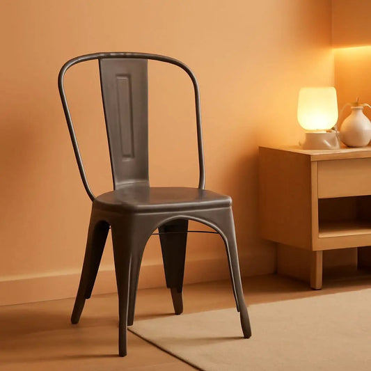 Tolix Style Metal Dining Chair 18 Inch Stackable Set Of 4 from PriceLows™