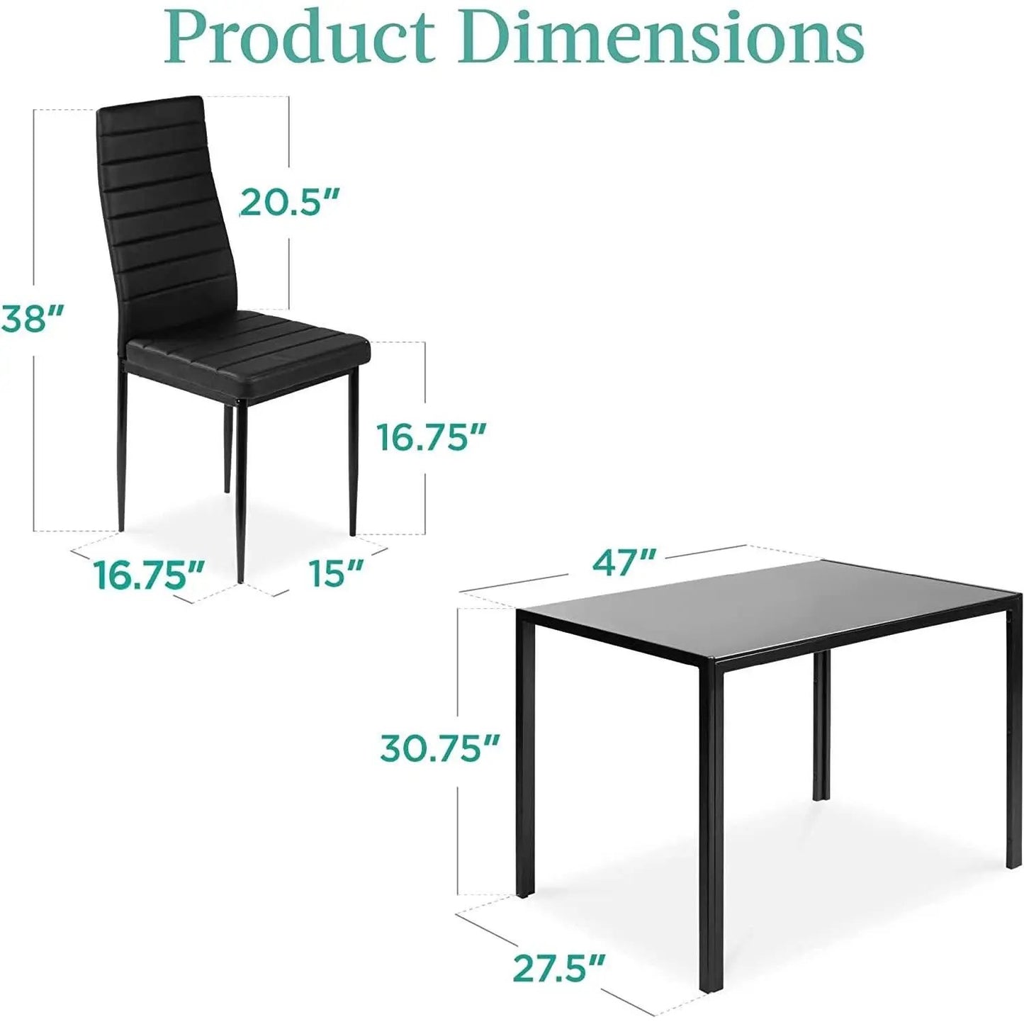 Glass Top Dining Table Set With Steel Frame Leather Chairs from PriceLows™