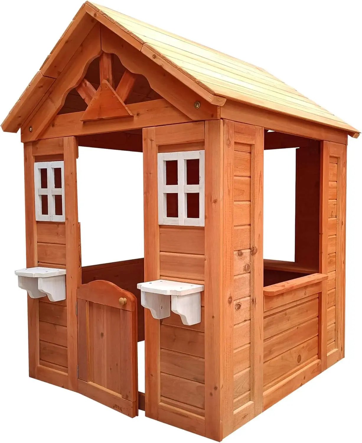 Wooden Outdoor Playhouse With Two Windows Flowerpot from PriceLows™